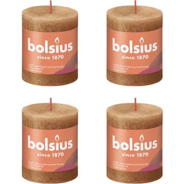 Bolsius Stompkaarsen Shine 4 st rustiek 80x68 mm spice brown