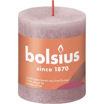 Bolsius Stompkaars Ash Rose Ø68 mm - Hoogte 8 cm - Grijs/Roze - 35 branduren