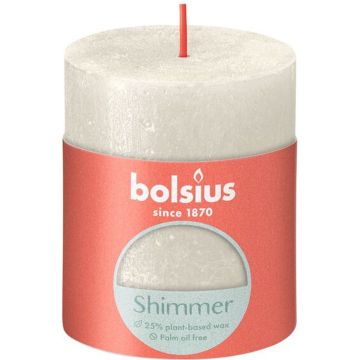 Bolsius Rustiek Stompkaars Hoogte 8 cm - Ø68 mm Shimmer Ivory