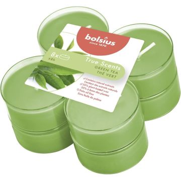 Bolsius - Maxilichten clear cup True Scents Green Tea 8u