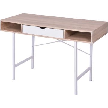 vidaXL bureau met 1 lade eiken en wit