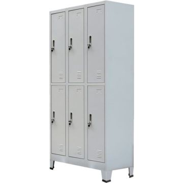 vidaXL Lockerkast met 6 vakken 90x45x180 cm staal grijs