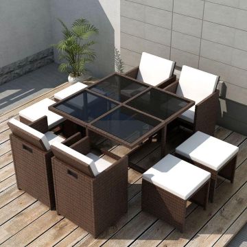 vidaXL-9-delige-Tuinset-met-kussens-poly-rattan-bruin