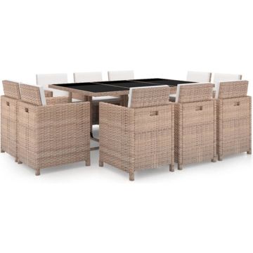 vidaXL-11-delige-Tuinset-met-kussens-poly-rattan-beige