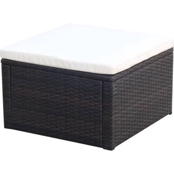 vidaXL Voetenbank/poef bruin 53x53x30 cm poly rattan