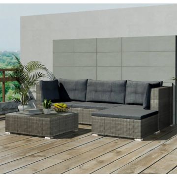 VidaXL Loungeset - Poly Rattan -14-delig - Grijs