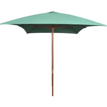 vidaXL Parasol met houten paal 200x300 cm groen