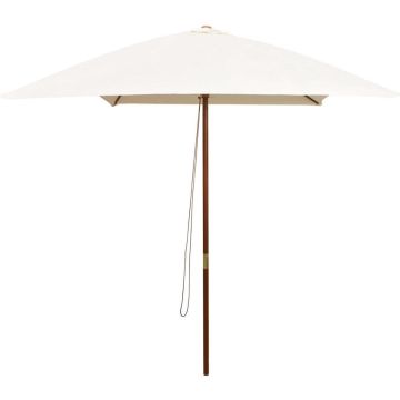 vidaXL Parasol met houten paal 200x300 cm crèmewit