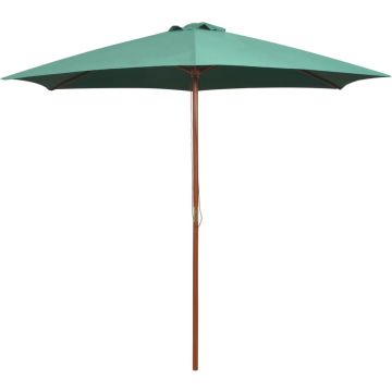 vidaXL Parasol 270x270 cm houten paal groen