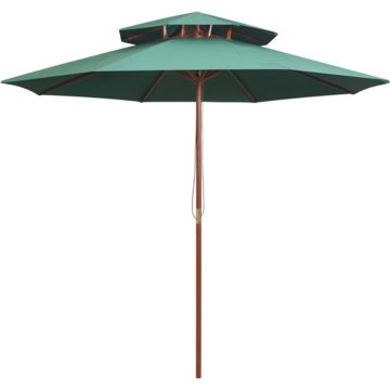 vidaXL Dubbeldekker parasol 270x270 cm houten paal groen