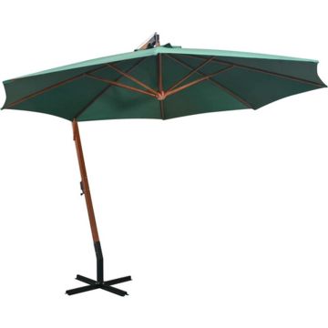 vidaXL Zweefparasol 350 cm houten paal groen