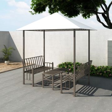 vidaXL Tuinpaviljoen met tafel en bankjes 2,5x1,5x2,4 m