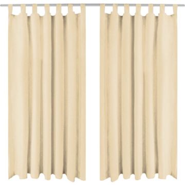 vidaXL Micro-satijnen gordijnen met lussen 140x225 cm beige 2 st