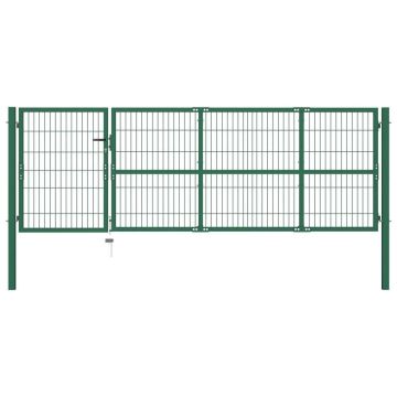 vidaXL Poort met palen 350x100 cm staal groen