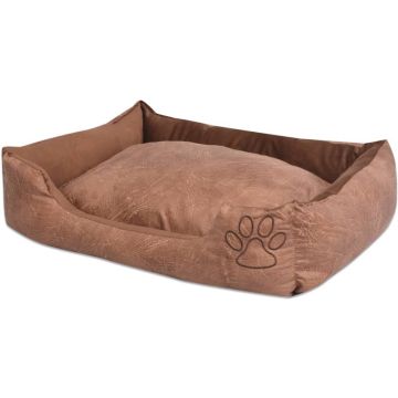 vidaXL Hondenbed kussen PU-kunstleer maat S beige