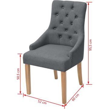 vidaXL Eetkamerstoelen 2 st stof donkergrijs