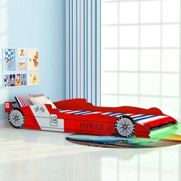 vidaXL Kinderbed raceauto met LED-verlichting rood 90x200 cm