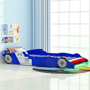 vidaXL Kinderbed raceauto met LED-verlichting blauw 90x200 cm