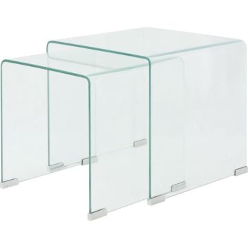 vidaXL Bijzettafel set 2-dlg transparant gehard glas