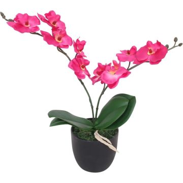 vidaXL Kunst orchidee plant met pot 30 cm rood