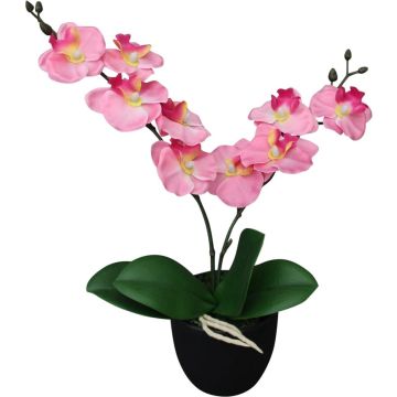 vidaXL Kunst orchidee plant met pot 30 cm roze