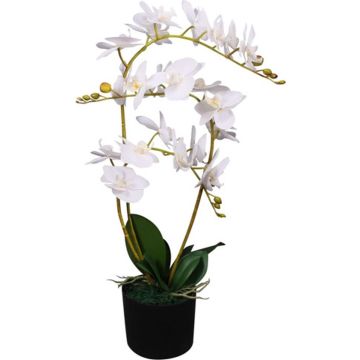 vidaXL Kunst orchidee plant met pot 65 cm wit