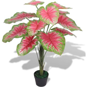 vidaXL Kunstplant caladium met pot 85 cm groen en rood