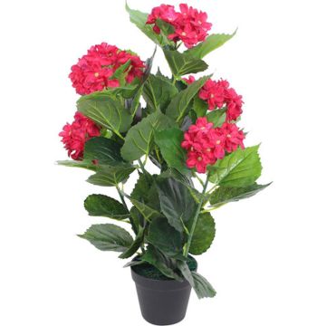 vidaXL Kunst hortensia plant met pot 60 cm rood