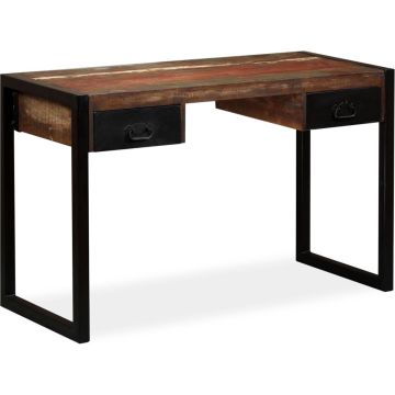 vidaXL Bureau met 2 lades 120x50x76 cm massief gerecycled hout