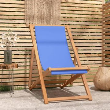 vidaXL Ligstoel 56x105x96 cm teakhout blauw