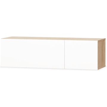 vidaXL Tv-meubel 120x40x34 cm spaanplaat hoogglans wit en eikenkleur