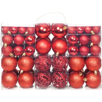 vidaXL 100-delige Kerstballenset 3/4/6 cm rood