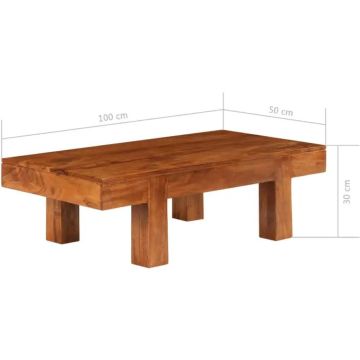 vidaXL Salontafel 100x50x30 cm massief acaciahout met honingafwerking