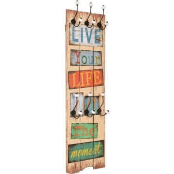 vidaXL Wandkapstok met 6 haken LIVE LIFE 120x40 cm