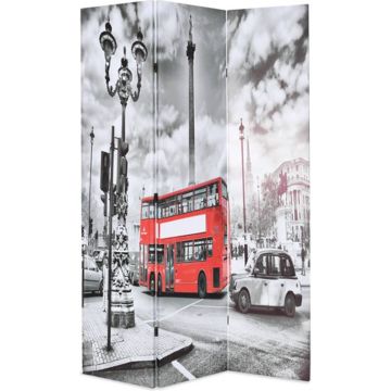 vidaXL Kamerscherm inklapbaar Londen bus 120x170 cm zwart en wit