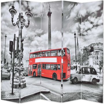 vidaXL Kamerscherm inklapbaar Londen bus 200x170 cm zwart en wit