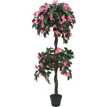 vidaXL Kunstplant met pot rododendron 155 cm groen en roze