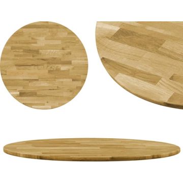 vidaXL Tafelblad rond 23 mm 500 mm massief eikenhout