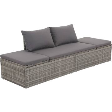 vidaXL Tuinbed 195x60 cm poly rattan grijs