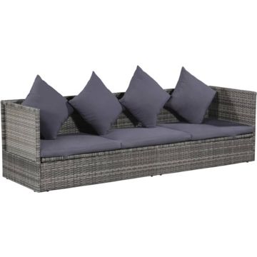 vidaXL Tuinbed 200x60 cm poly rattan grijs