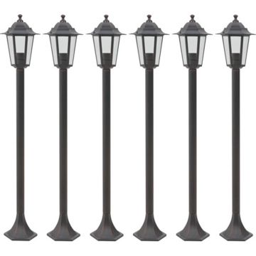 vidaXL Paalverlichting voor tuin E27 110 cm aluminium brons 6 st