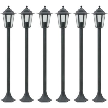 vidaXL Paalverlichting voor tuin E27 110 cm aluminium donkergroen 6 st