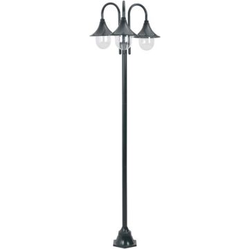 vidaXL Paalverlichting tuin E27 220 cm aluminium donkergroen 3-delig