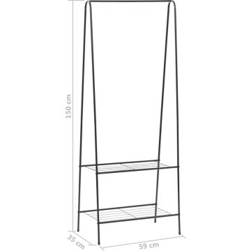 vidaXL Kledingrek 59x35x150 cm zwart