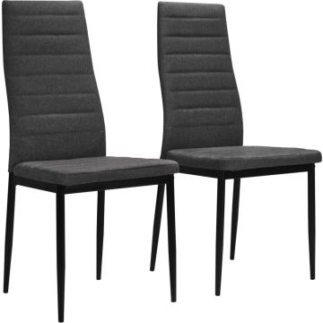 vidaXL Eetkamerstoelen 2 st stof donkergrijs