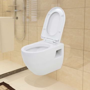 vidaXL Wandtoilet keramiek wit