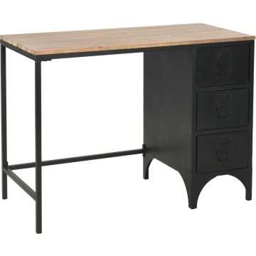 vidaXL Bureau 100x50x76 cm massief vurenhout en staal