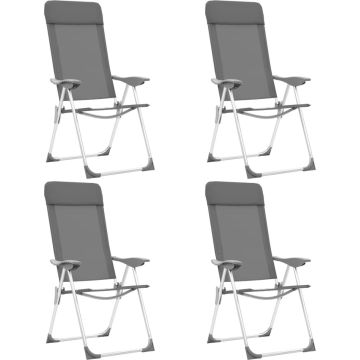 vidaXL Campingstoelen 4 st inklapbaar aluminium grijs