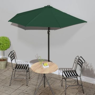 vidaXL Balkonparasol half met aluminium paal 270x144 cm groen