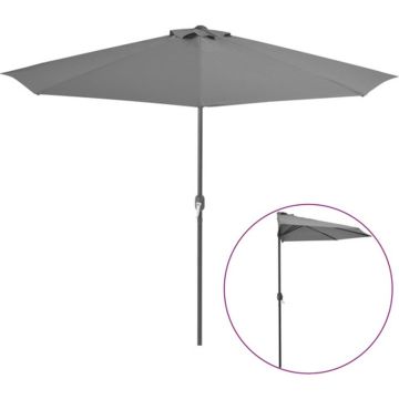 vidaXL Balkonparasol half met aluminium paal 300x155 cm antraciet